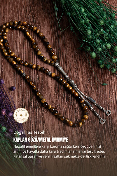 Alp Doğal Taş Orijinal Sertifikalı 99'luk Kaplan Gözü Doğal Taş Metal İmamiye...
