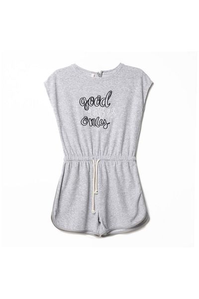 Nanica Kids Къси гащеризон с хавлиени къси панталони GOOD VIBES, сив