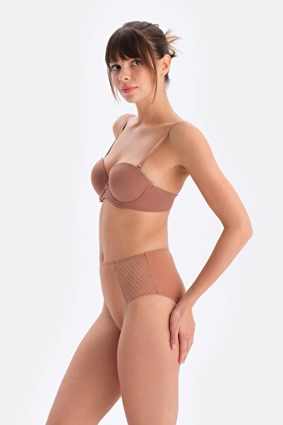 Dagi Коричневий бюстгальтер без бретелей з напівнаповненими чашками