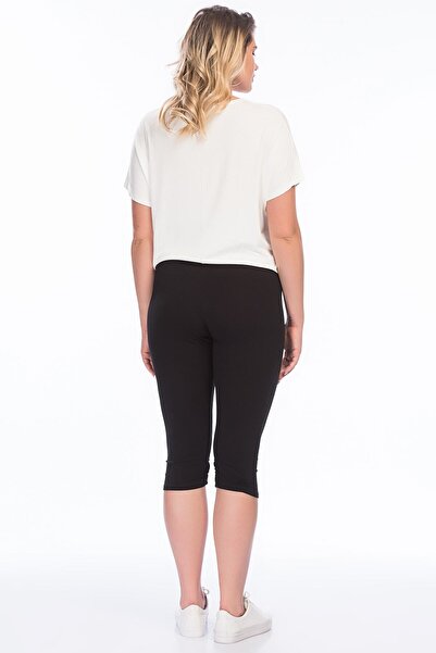 Şans Γυναικείο Παντελόνι με Μαύρο Κολάν Βισκόζης μεγάλου μεγέθους 65n27515