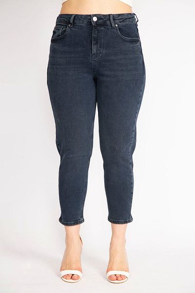 Şans Γυναικείο τζιν Navy Blue Large Size 5 Pocket 65n36295