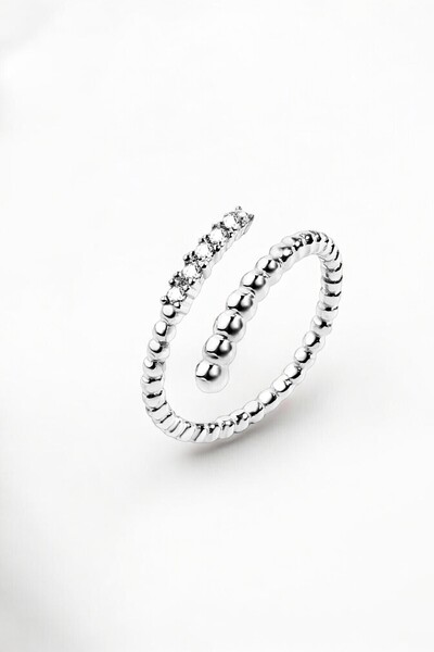 jelux silver Gümüş 925 Ayar Dove Model Zirkon Taşlı Ayarlanablir Yüzük
