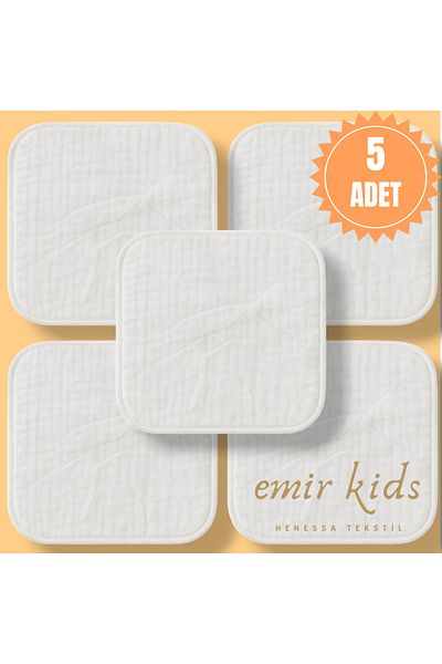 emir kids Muslin Baby Mouth Wipes 100% Organic Cotton 5 Pcs 30×30