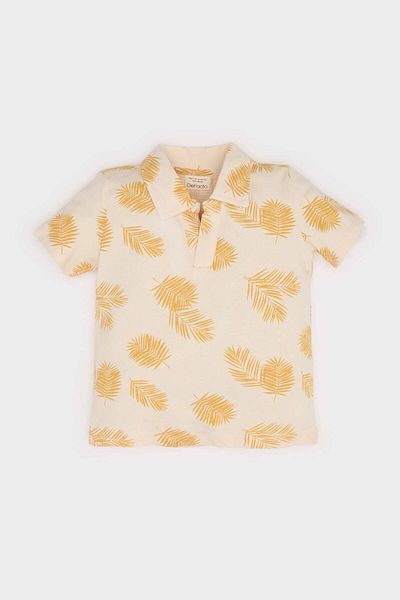 DeFacto Baby Boy Polo Neck Palm Pattern Short Sleeve T-Shirt E6764A525Sm