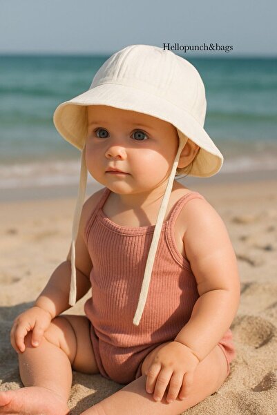 HelloPunch&Bags Yazlık Müslin Bebek Şapka | 0-6 Yaş | %100 Pamuk, Cilt Dostu