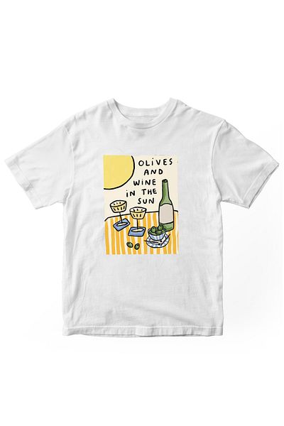 designedfy Olives and Wine Printed Women's Tshirt White