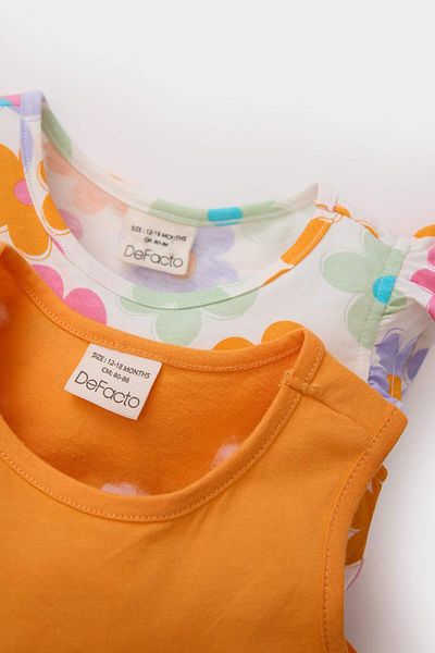 DeFacto Baby Girl Patterned Short Sleeve 2-Piece Dress C0071A525Sm