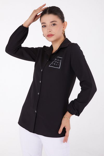 TOFİSA Printed Shirt Black - 13344