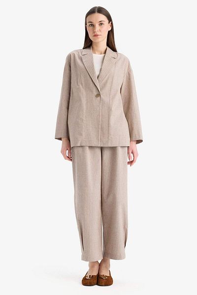 DeFacto Harem Striped Pleated Linen Blend Trousers E4564Ax25Sp