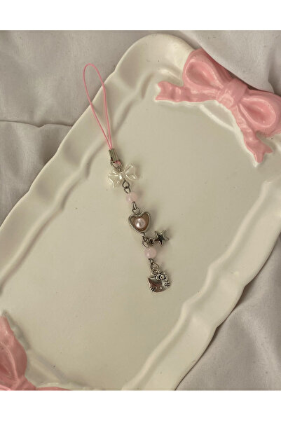 bettymettys Soft Pembe Hello Kitty y2k Coquette Telefon Charmı Telefon İpi