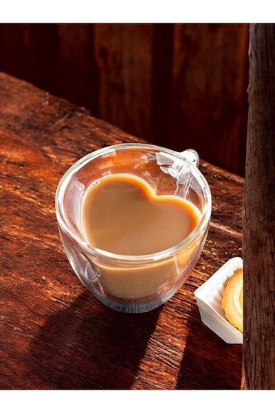 EG75 Kalp Şekilli 250ml. Çift Cidarlı Kahve ve Sunum Bardagı