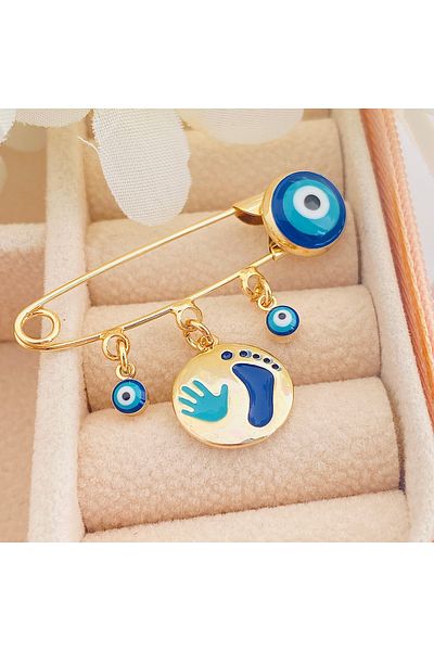 Kyver Baby Lapel Pin Baby Charm Hand Footprint Lapel Pin Gold