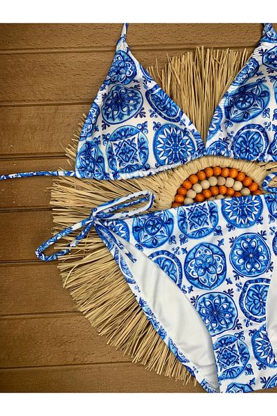 XORVİO Set de bikini triunghiular cu șnur elegant din lycra pentru femei