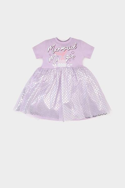DeFacto Baby Girl Printed Short Sleeve Summer Tulle Dress E7837A525Sm