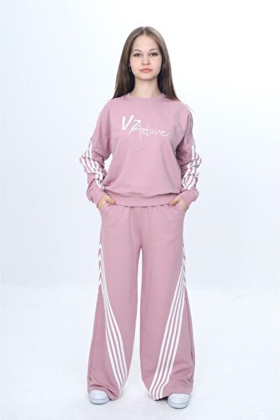 Asortix Girl's 100% Cotton Striped Oversize 2 Thread Bottom & Top Tracksuit Set-305