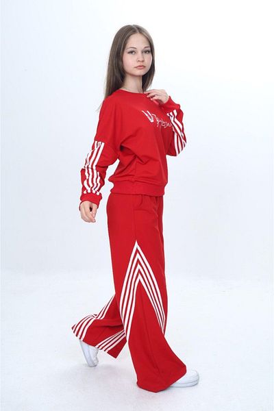 Asortix Girl's 100% Cotton Striped Oversize 2 Thread Bottom & Top Tracksuit Set