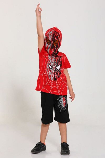 Gigas Licensed IlluminaTed Spider Capri ShorTs T-Shirt - Masked Spider Head