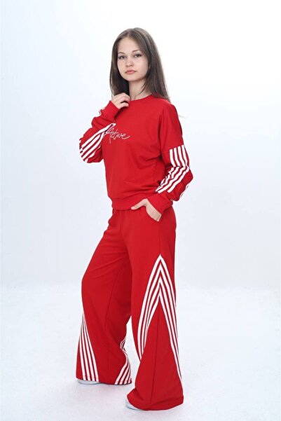 Asortix Girl's 100% Cotton Striped Oversize 2 Thread Bottom & Top Tracksuit Set