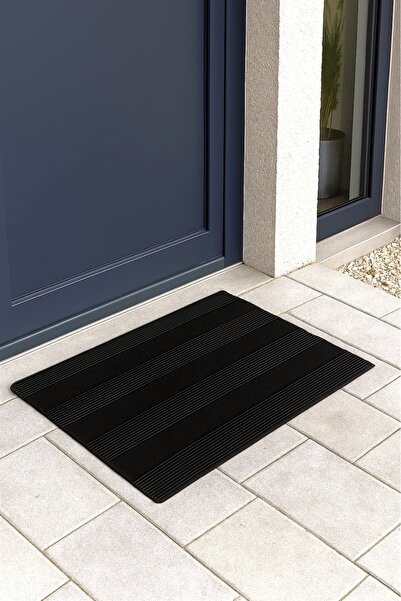 Mia Home&Living Kapı Önü Pas Pas Üç Şeritli Sİyah Halılı Pas Pas 45x70