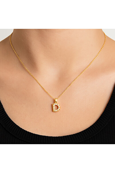 PURE BERRY قلادة من الفولاذ بحرف D