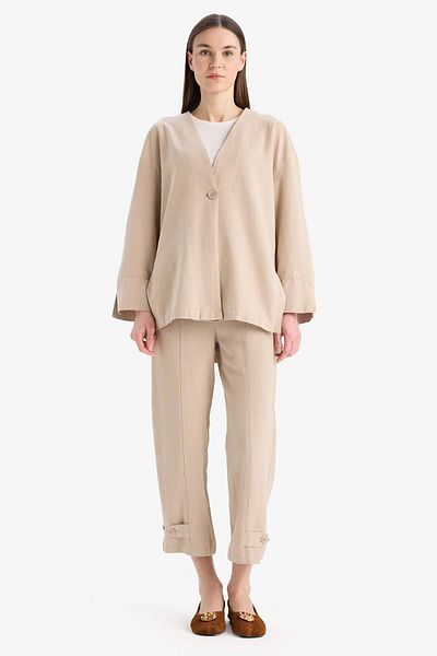 DeFacto Relax Fit Basic με ίσια κουμπιά λινό μακρυμάνικο Hijab Cardigan E5351AX25SP
