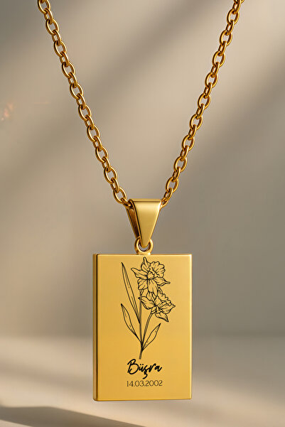 ArtinArt Doğum Ayı Çiçeği Kolye Mart | "Nergis" | 316l Çelik | Hediye Kutulu ...