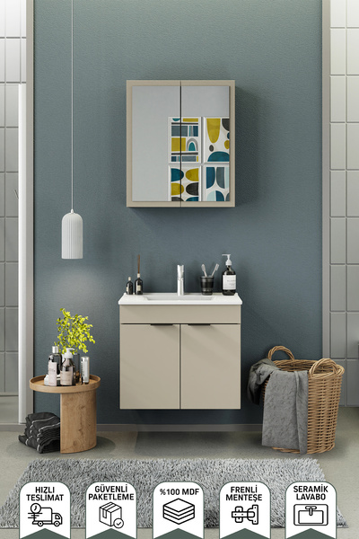 BİANİ FİX Loft 65 Cm Latte Banyo Dolabı
