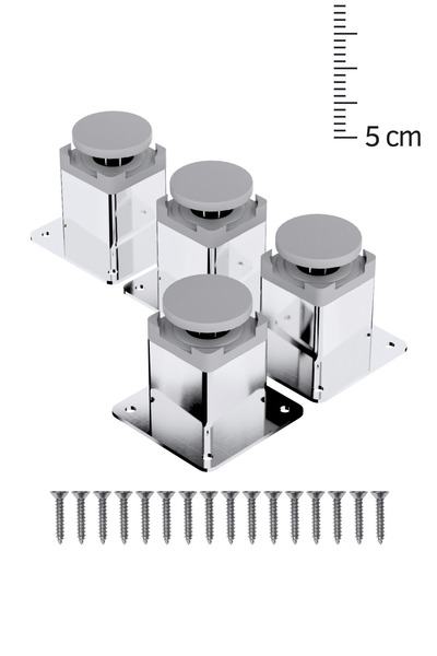 wooden lane studio Metal Mobilya Ayağı 5 Cm Ayna Krom 4’lü Set – 40x40 Kare P...