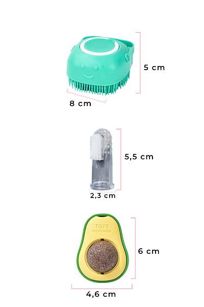 rianka 1 Piece Catnip Avocado Catnip Shampoo Tank Washing Pouch Cat Teeth Cleaning Brush Set