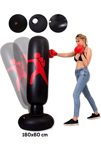 ALFAGİFT Şişme Boks Torbası – Yumruk & Tekme Antrenmanları için | Portatif Kickboks Torbası
