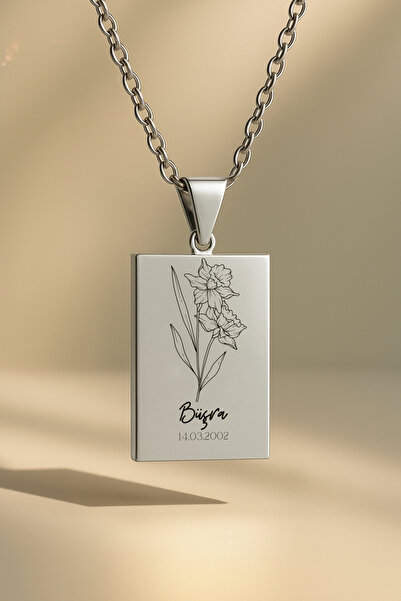 ArtinArt Doğum Ayı Çiçeği Kolye Mart | "Nergis" | 316l Çelik | Hediye Kutulu ...