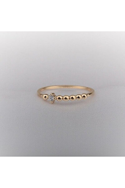 FasekGold Minimal Altın Yüzük - 14 Ayar Altın Güverseli Zirkon Taşlı Minimal ...