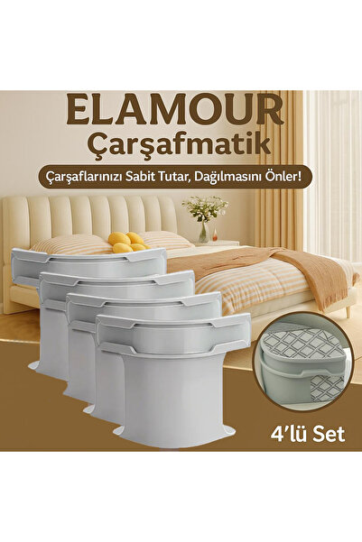 ELAMOUR Çarşafmatik Çarşaf Düzenleyici Sabitleyici Görünmez Çarşaf Kilidi 4'lü Set