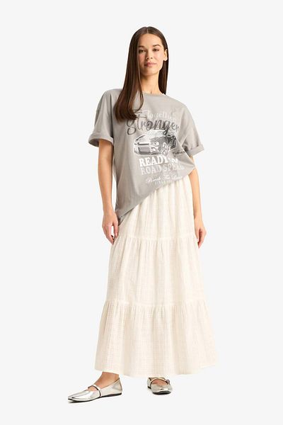 DeFacto Tricou oversize cu mânecă scurtă cu imprimeu cu decolteu rotund D9617AX25SM