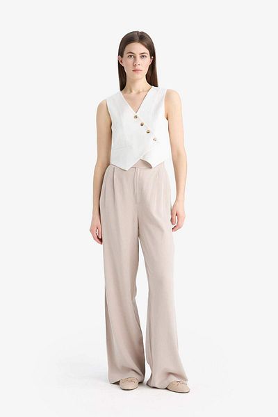 DeFacto Wide Leg Wide Leg Long Length Linen Blended Fabric Palazzo Pants E0112Ax25Sp