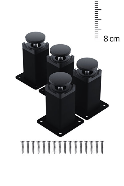 wooden lane studio Metal Mobilya Ayağı 8 Cm Siyah 4’lü Set – 40x40 Kare Profi...