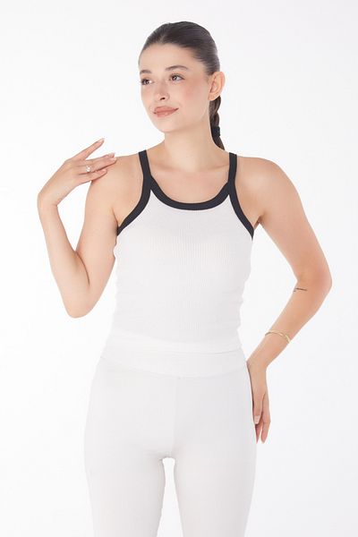 TOFİSA Thick Strap Crop Ecru - 25957