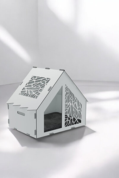 Evene Kedi Evi Kedi Yuvası Kedi Kulübesi Ahşap Kedi Evi Büyük Kedi Evi Model 1 Beyaz