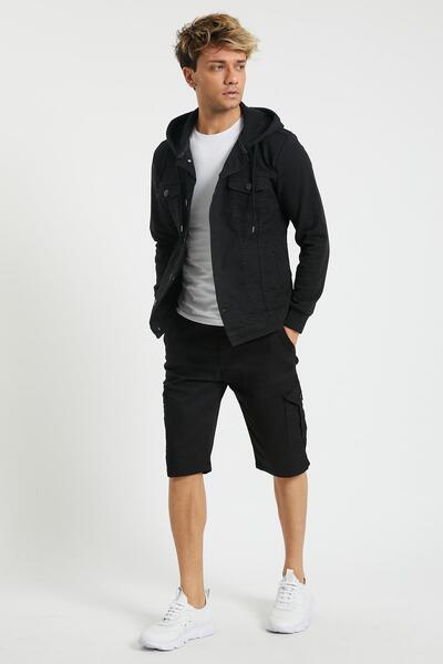 Domoda Slim Fit Bez džínoviny Boční kapsy Pružná tkanina Pánské šortky Jean Cargo