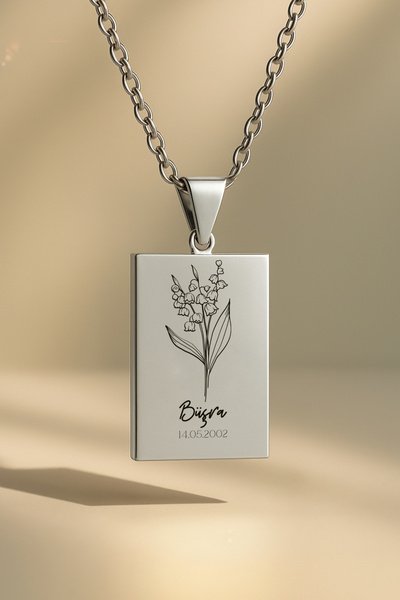 ArtinArt Doğum Ayı Çiçeği Kolye Mayıs | "Zambak" | 316l Çelik | Hediye Kutulu...