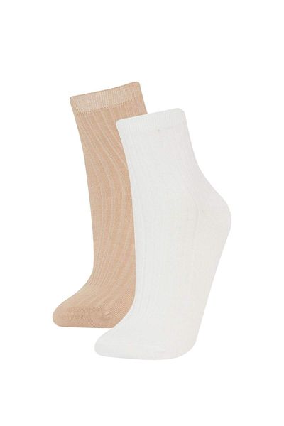 DeFacto Women's Seamless Comfortable Elastic Ultra Soft 2-Piece Bamboo Premium Socket Socks E8640Axns