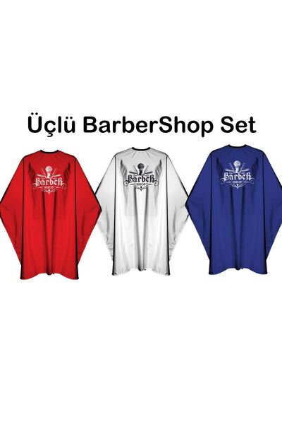 Kuatek Üçlü Barbershop Set Penuar Berber Önlüğü Traş Önlüğü Penuar Kuaför Önl...