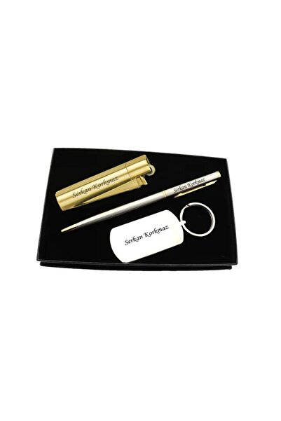 Clipper İsme Kişiye Özel Gazlı Clipper Çakmak Anahtarlık Tükenmez Kalem