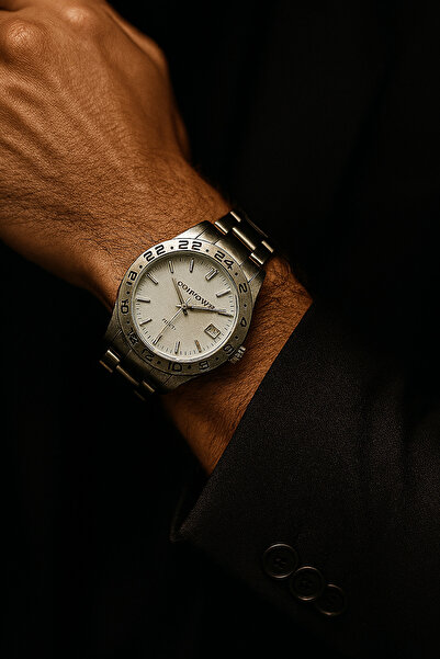 Gold Power Model Luxury Steel Silver Calendar Men's Wrist Watch