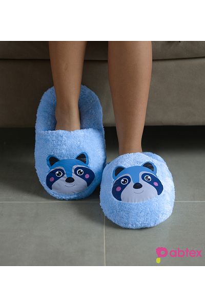 NİLOŞUM Pabtex Cute Animal Patterned Casual Size Plush Slippers