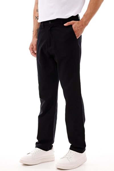freemen Erkek Siyah Keten Pantolon – Nefes Alabilir, Rahat Kesim Günlük Giyim -geniş Beden Aralığı-