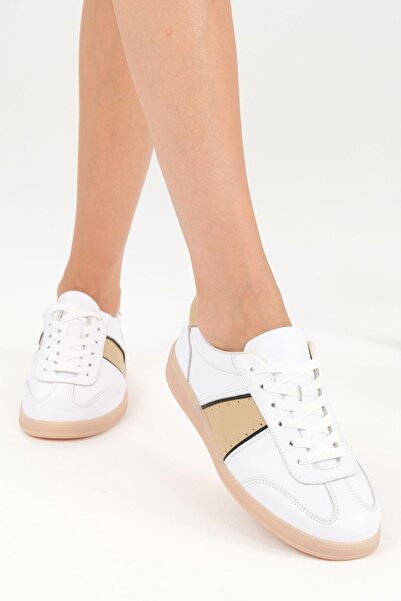 Mio Gusto Emilia Genuine Leather White Color Women's Sports Shoes