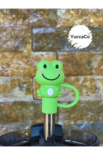 Yenigeldi Stanly Quencher Termos Uyumlu Kurbağa Aksesuar/ Pipet Koruyucu/ Hayvan Figürlü Pipet Kılıfı / Tıpası