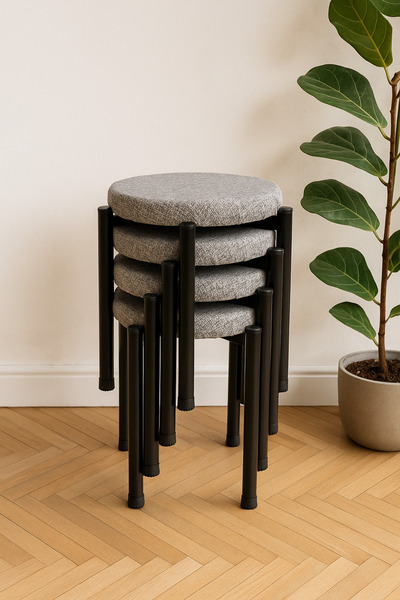 Ecowood Metal Tabure Yuvarlak - 4 Adet