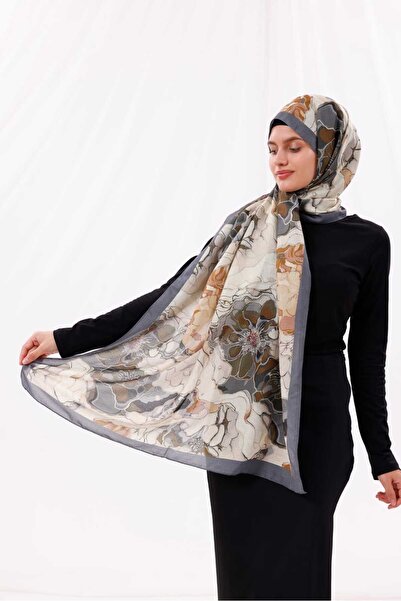 Freeista Dark Gray Patterned Shawl Lina 25042507340